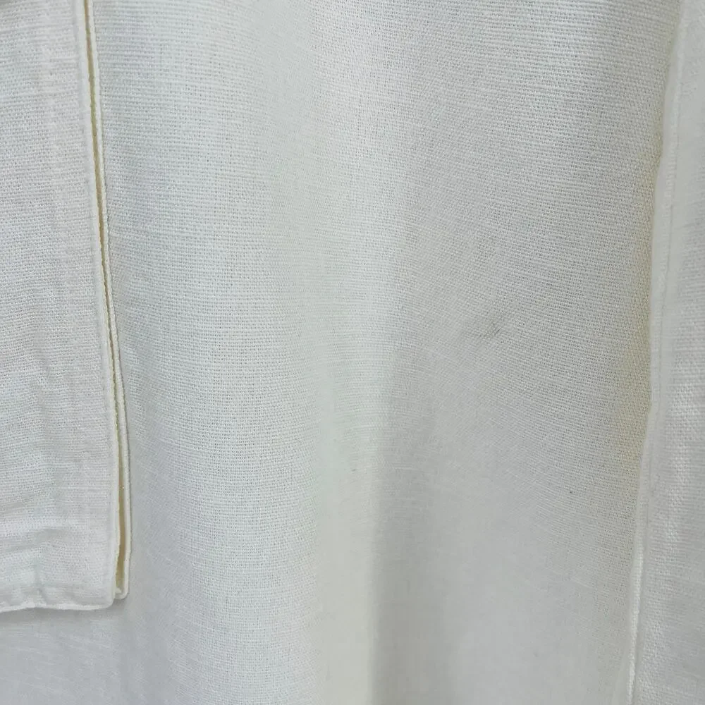 Banana Republic Wide Leg Linen Blend Cargo Pants Womens Sz 12 Off White